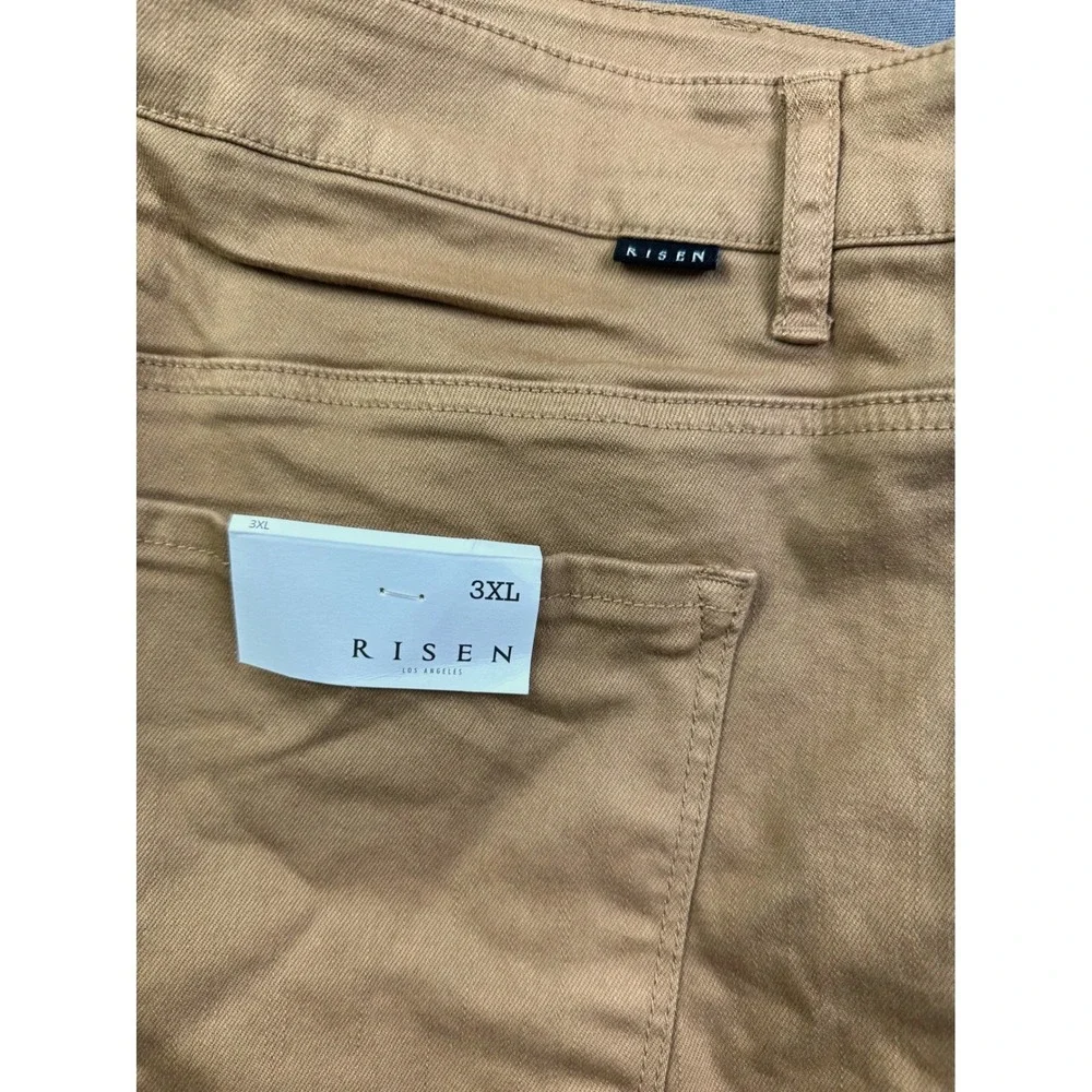Risen Jeans Mocha Distressed High Rise Wide Leg Pants RDP5265X Size 3XL NEW